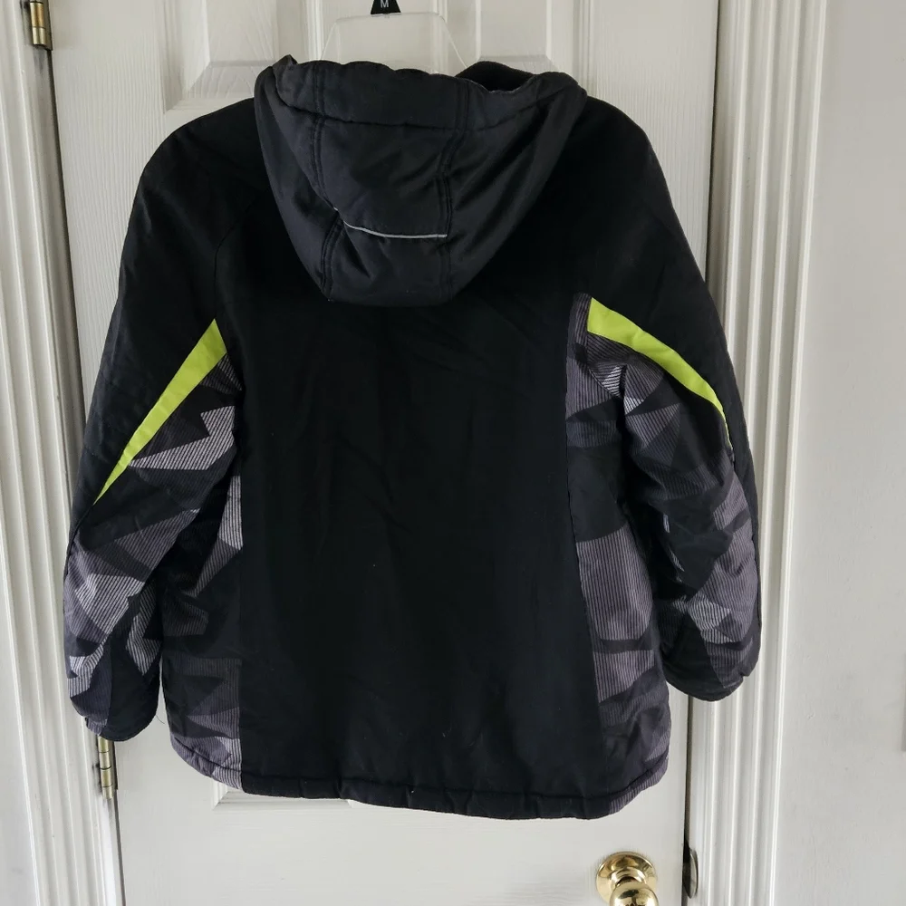 Kids Black and Neon Yellow Winter Jacket - Snowboard, Ski, Puffer, Cold Weather